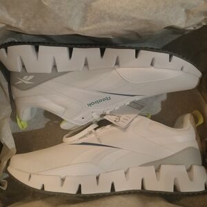 Men's Reebok White and Gray Zig Running Sneakers